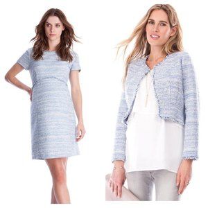 NWT Seraphine Blue Bouclé Maternity Dress & Jacket